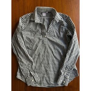 Ann Mashburn Women's Black & White Gingham Cotton Poplin Popover Shirt - Size XL